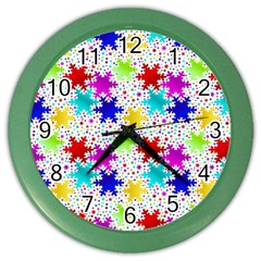 Snowflake Pattern Repeated Color Wall Clocks