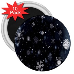 Snowflake Snow Snowing Winter Cold 3  Magnets (10 Pack)  by Nexatart