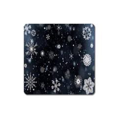 Snowflake Snow Snowing Winter Cold Square Magnet by Nexatart