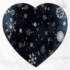 Snowflake Snow Snowing Winter Cold Jigsaw Puzzle (heart) by Nexatart