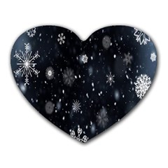 Snowflake Snow Snowing Winter Cold Heart Mousepads by Nexatart