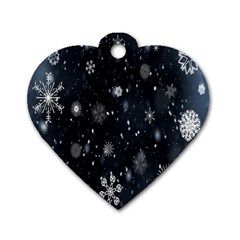 Snowflake Snow Snowing Winter Cold Dog Tag Heart (one Side) by Nexatart