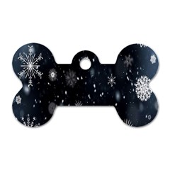 Snowflake Snow Snowing Winter Cold Dog Tag Bone (one Side) by Nexatart