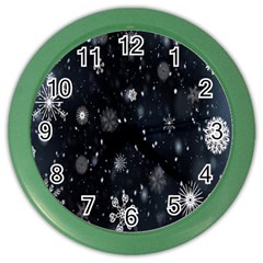 Snowflake Snow Snowing Winter Cold Color Wall Clocks