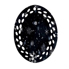 Snowflake Snow Snowing Winter Cold Ornament (oval Filigree)