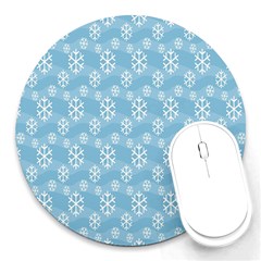 Snowflakes Winter Christmas Round Mousepads