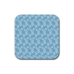 Snowflakes Winter Christmas Rubber Coaster (Square) 