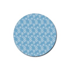 Snowflakes Winter Christmas Rubber Coaster (Round) 