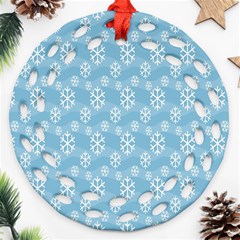 Snowflakes Winter Christmas Round Filigree Ornament (two Sides) by Nexatart