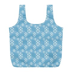 Snowflakes Winter Christmas Full Print Recycle Bags (L) 