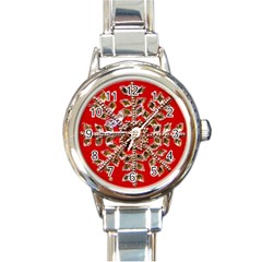 Snowflake Jeweled Round Italian Charm Watch by Nexatart