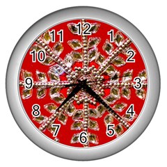 Snowflake Jeweled Wall Clocks (silver)  by Nexatart