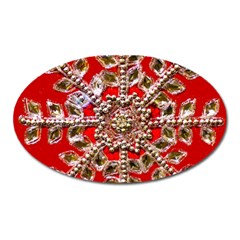 Snowflake Jeweled Oval Magnet by Nexatart