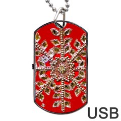 Snowflake Jeweled Dog Tag Usb Flash (two Sides) by Nexatart