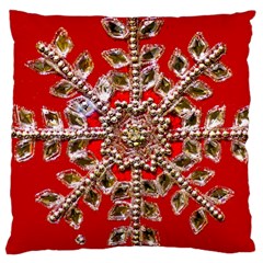 Snowflake Jeweled Large Cushion Case (two Sides) by Nexatart