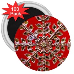 Snowflake Jeweled 3  Magnets (100 Pack) by Nexatart