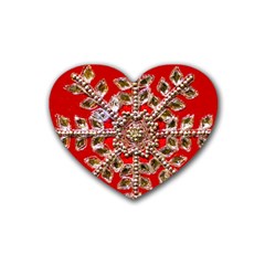 Snowflake Jeweled Rubber Coaster (heart)  by Nexatart