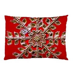 Snowflake Jeweled Pillow Case (two Sides) by Nexatart