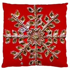 Snowflake Jeweled Large Flano Cushion Case (one Side) by Nexatart