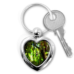 Spider Spiders Web Spider Web Key Chains (heart)  by Nexatart