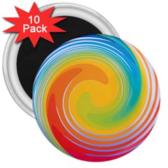 Rainbow Swirl 3  Magnets (10 Pack)  by OneStopGiftShop