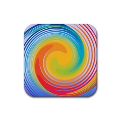 Rainbow Swirl Rubber Coaster (square)  by OneStopGiftShop