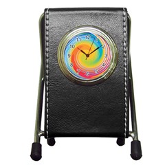 Rainbow Swirl Pen Holder Desk Clocks by OneStopGiftShop