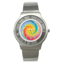 Rainbow Swirl Stainless Steel Watch by OneStopGiftShop