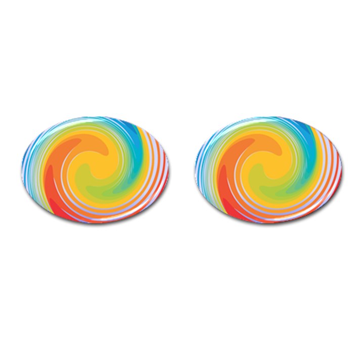 Rainbow Swirl Cufflinks (Oval)