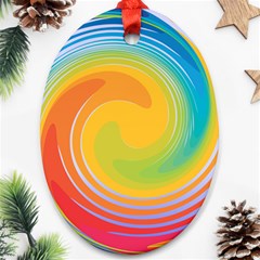 Rainbow Swirl Oval Ornament (two Sides) by OneStopGiftShop