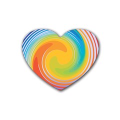 Rainbow Swirl Rubber Coaster (heart)  by OneStopGiftShop