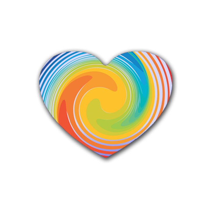 Rainbow Swirl Rubber Coaster (Heart) 