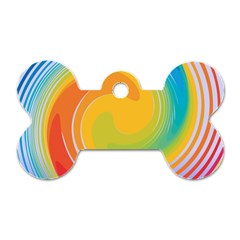 Rainbow Swirl Dog Tag Bone (one Side)