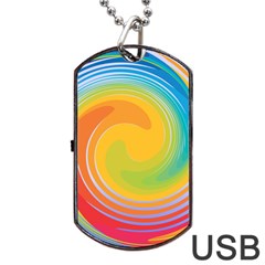 Rainbow Swirl Dog Tag Usb Flash (one Side) by OneStopGiftShop