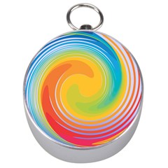 Rainbow Swirl Silver Compasses