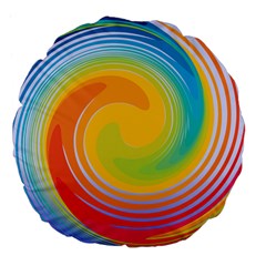 Rainbow Swirl Large 18  Premium Flano Round Cushions