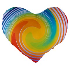 Rainbow Swirl Large 19  Premium Flano Heart Shape Cushions