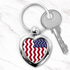 American Flag Key Chains (heart)  by OneStopGiftShop