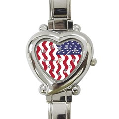 American Flag Heart Italian Charm Watch