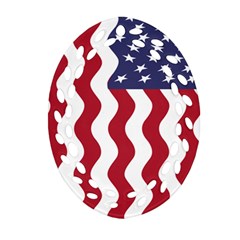 American Flag Ornament (oval Filigree)