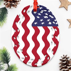 American Flag Oval Filigree Ornament (two Sides) by OneStopGiftShop