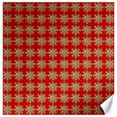 Snowflakes Square Red Background Canvas 12  X 12   by Nexatart