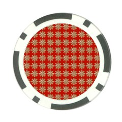 Snowflakes Square Red Background Poker Chip Card Guard (10 Pack) by Nexatart