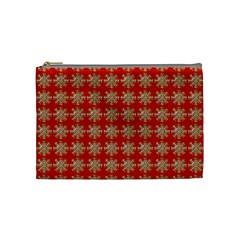 Snowflakes Square Red Background Cosmetic Bag (medium)  by Nexatart