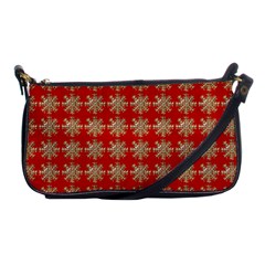 Snowflakes Square Red Background Shoulder Clutch Bags by Nexatart