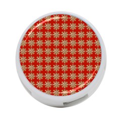 Snowflakes Square Red Background 4-port Usb Hub (one Side) by Nexatart