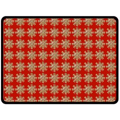 Snowflakes Square Red Background Fleece Blanket (large)  by Nexatart