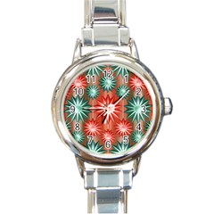 Star Pattern  Round Italian Charm Watch by Nexatart