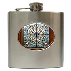 Stained Glass Window Library Of Congress Hip Flask (6 Oz) by Nexatart