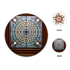 Stained Glass Window Library Of Congress Playing Cards (round)  by Nexatart